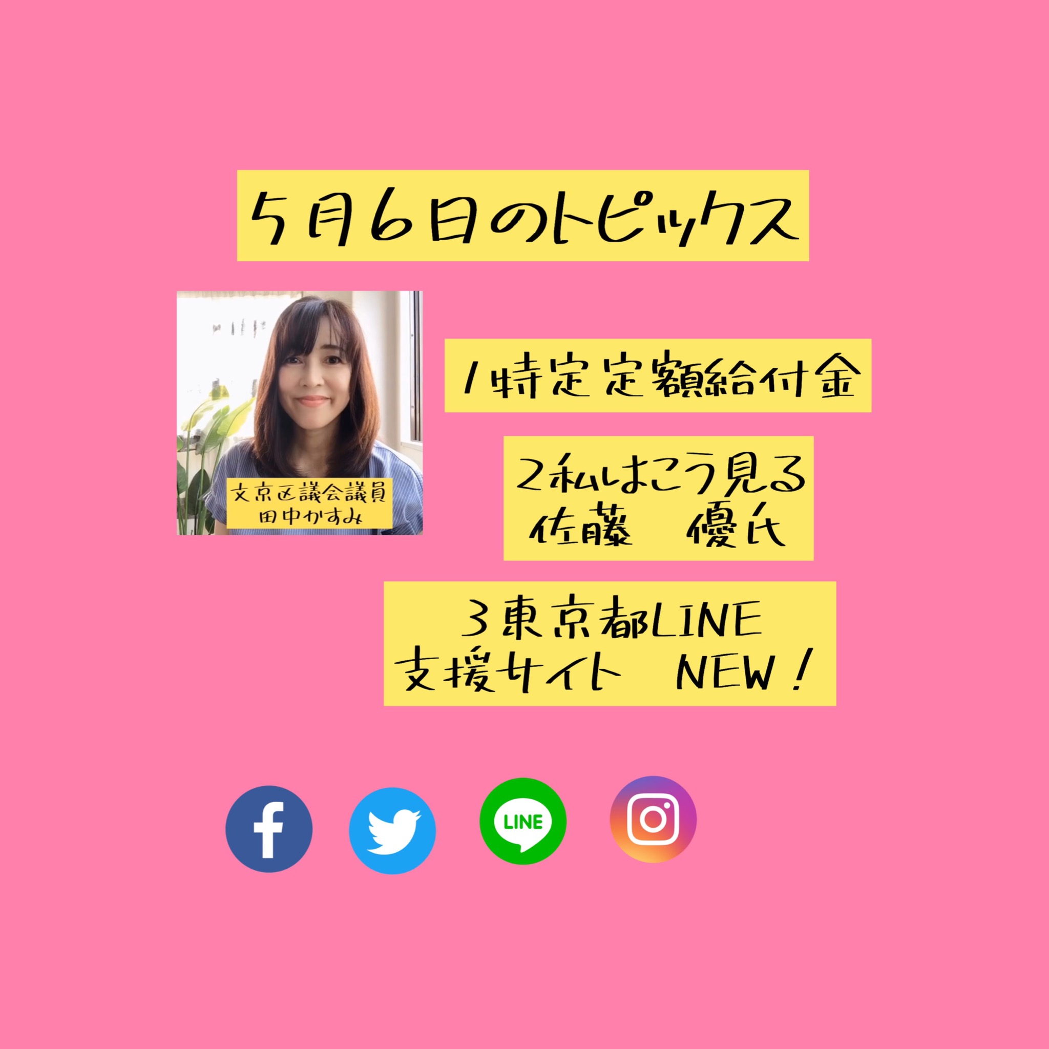 新型コロナに負けない 24 定額給付金 私はこう見る 佐藤優氏 都line支援サイトnew 文京区議会議員 田中かすみ